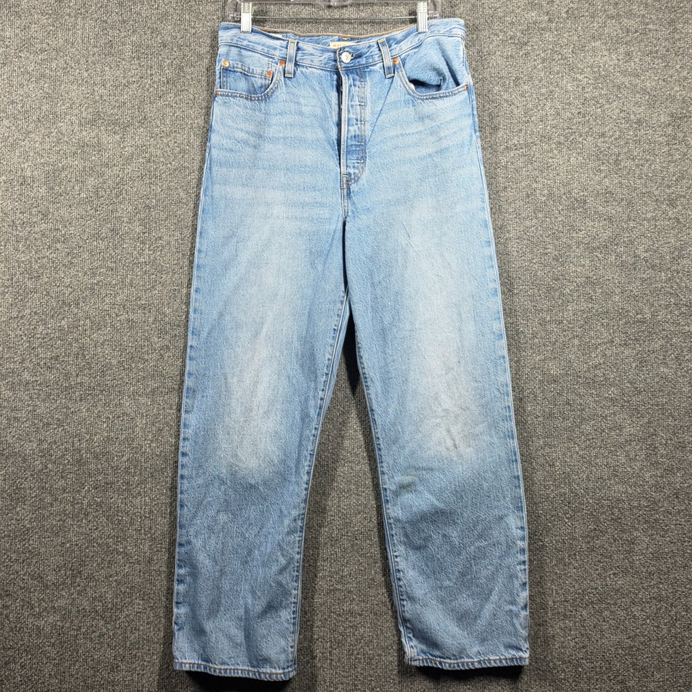 Levis Premium Jeans Womem 31 Ribcage Straight Ankle  Light Wash High Rise Blue